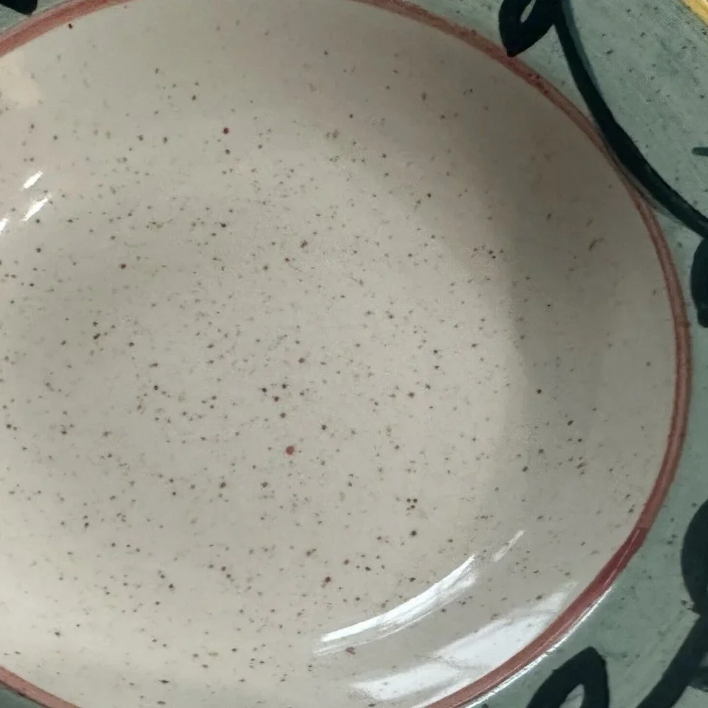 Potter And Smith Stoneware Rim Soup Cereal Bowls Green Speckled Rustic